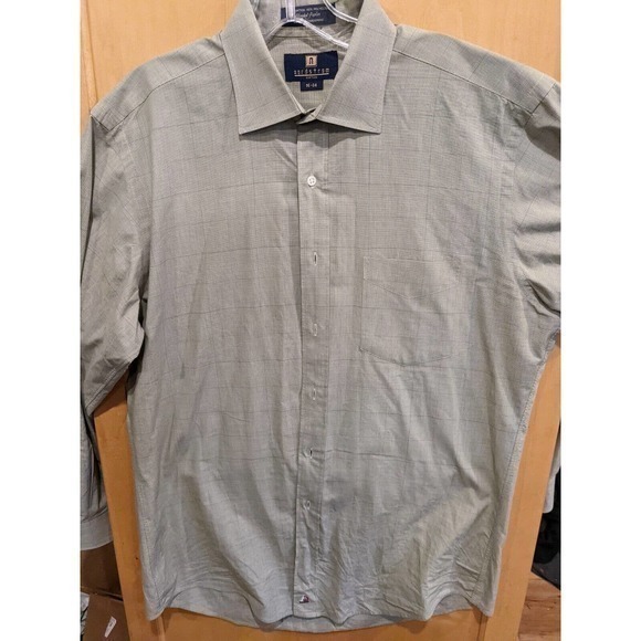 Nordstrom Men's Shop‎ 16/34 Button Down Long Sleeve Shirt Green plaid blue pink - Picture 1 of 4